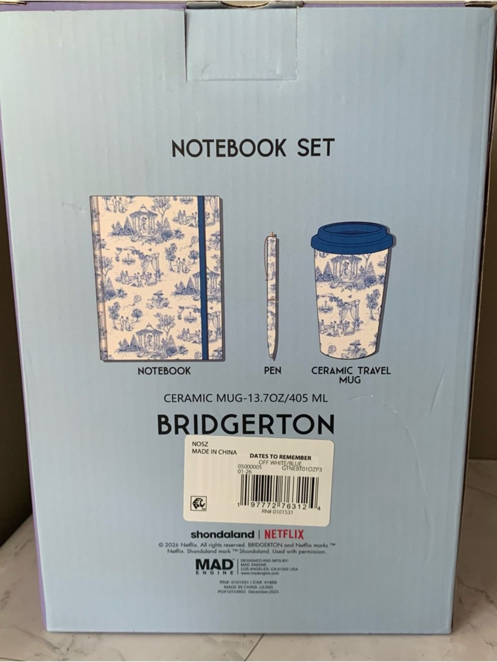 Bridgerton Blue Collection: Notebook Pen and Mug Set - Picture 6 of 6